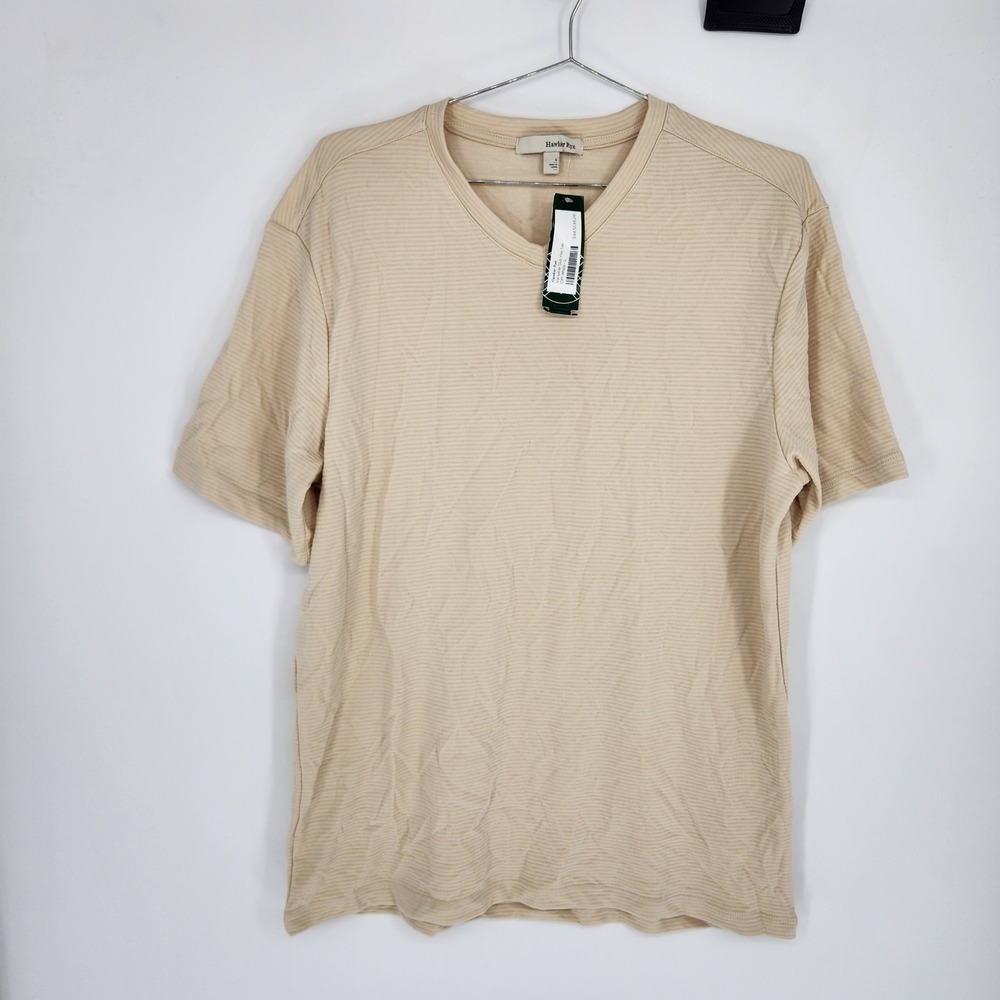 Hawker Rye Versatile Slub Vee Tee Off-White V-Neck T-Shirt Mens Large NWT